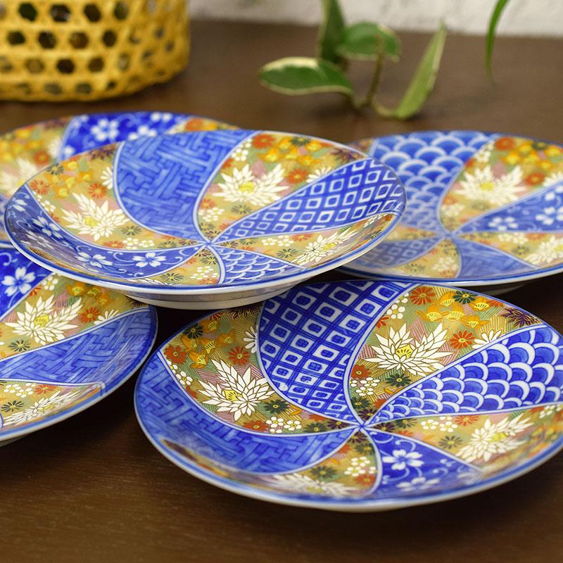 九谷焼　中皿　金彩　５点セット 九谷焼 お皿 セット おしゃれ 食器 中皿5枚セット 金花詰 : 和座倶楽部