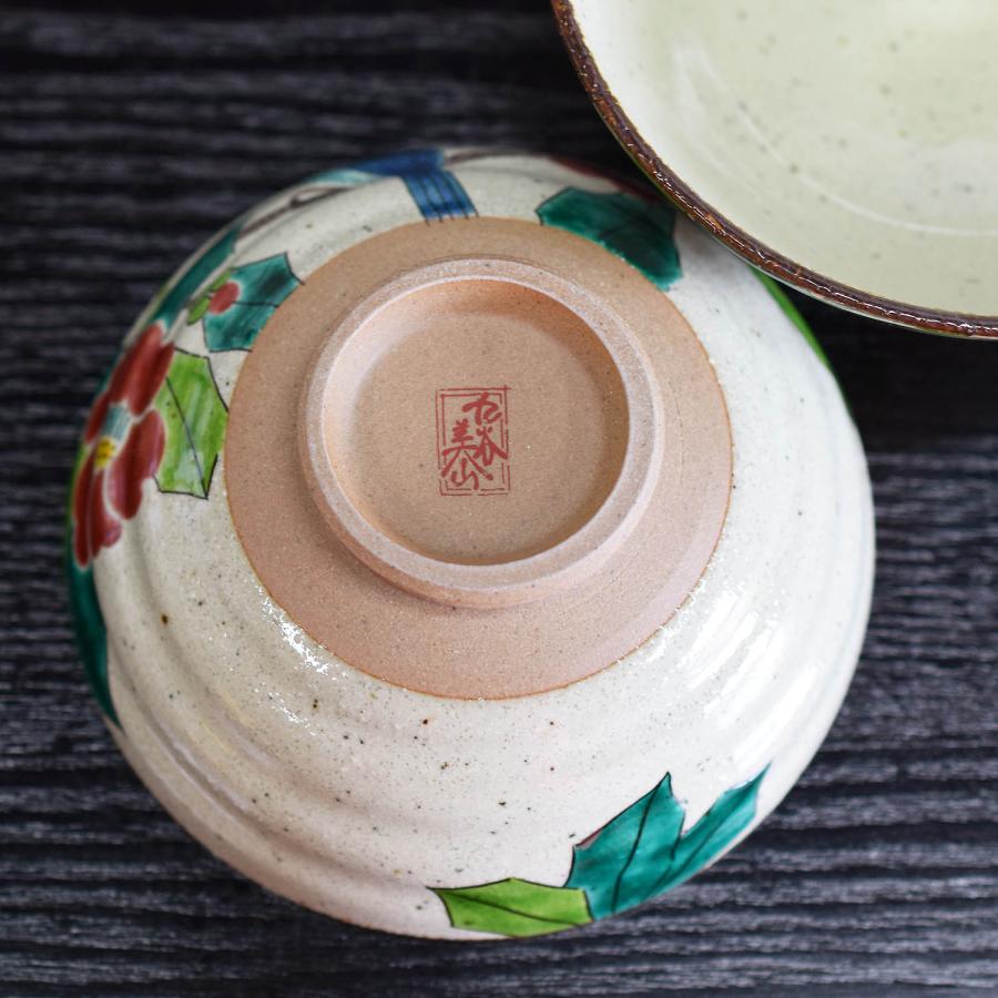 九谷焼 ご飯茶碗 ペア 夫婦茶碗 椿に鳥 お茶碗 陶器 ブランド 和食器