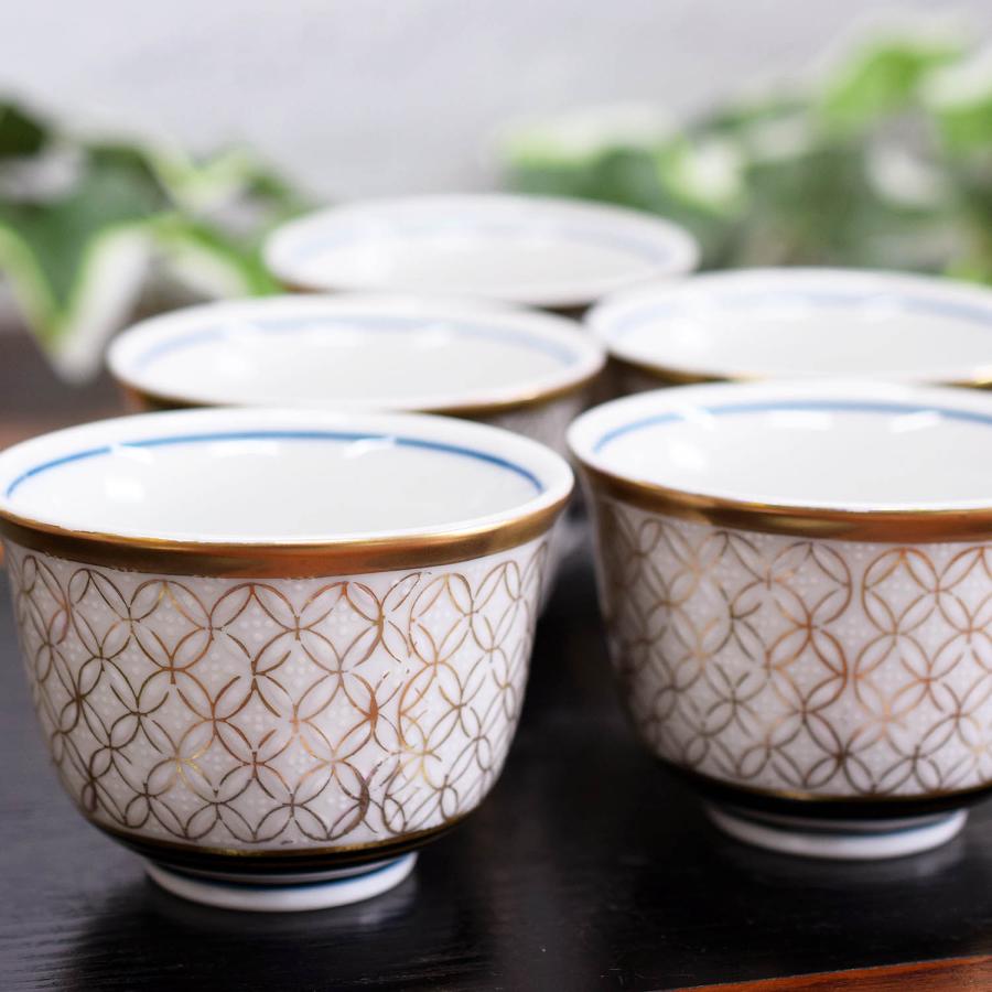 九谷焼 来客用 湯呑み 5客セット 金七宝 高級 和食器 湯呑み茶碗