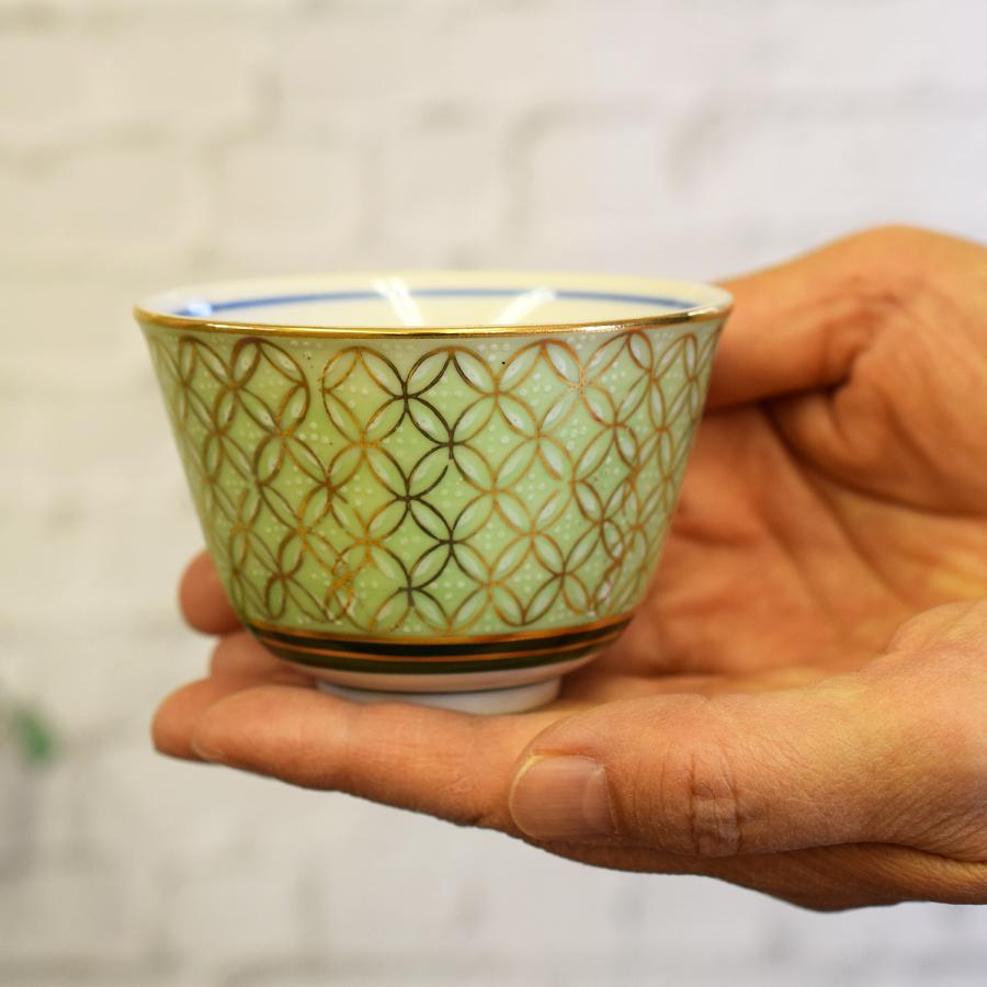 九谷焼 来客用 湯呑み 5客セット 金七宝 黄緑 高級 和食器 九谷焼 来客用 湯呑み 5客セット 金七宝 黄緑 高級 和食器
