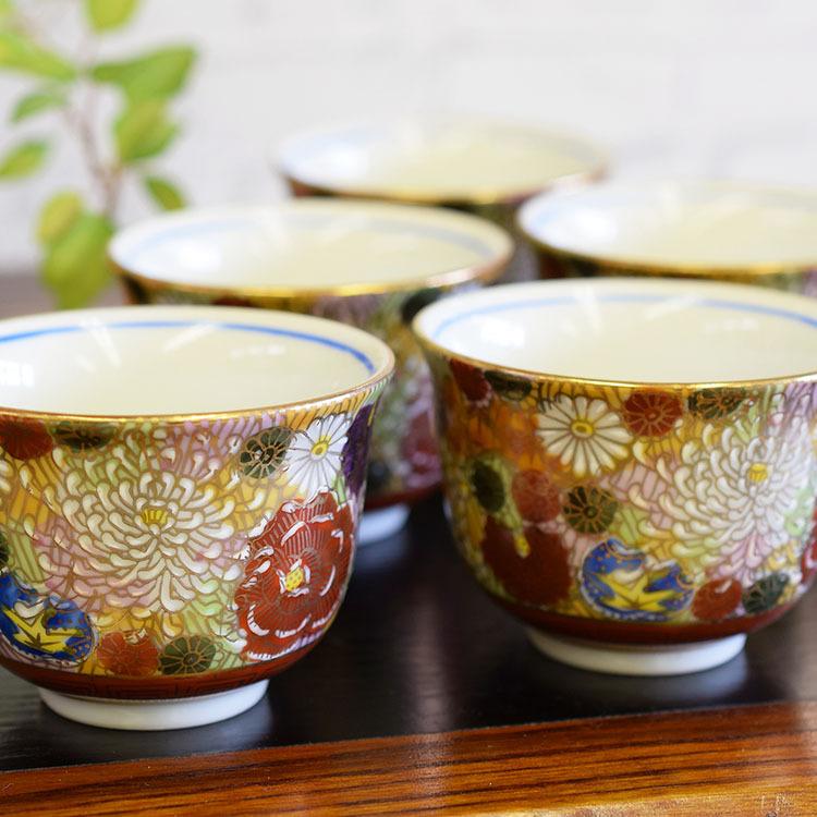 九谷焼 来客用 湯呑み 5客セット 金花詰 和食器 湯呑み茶碗 : 和 九谷焼 来客用 湯呑み 5客セット 金花詰 和食器 湯呑み茶碗 : 和