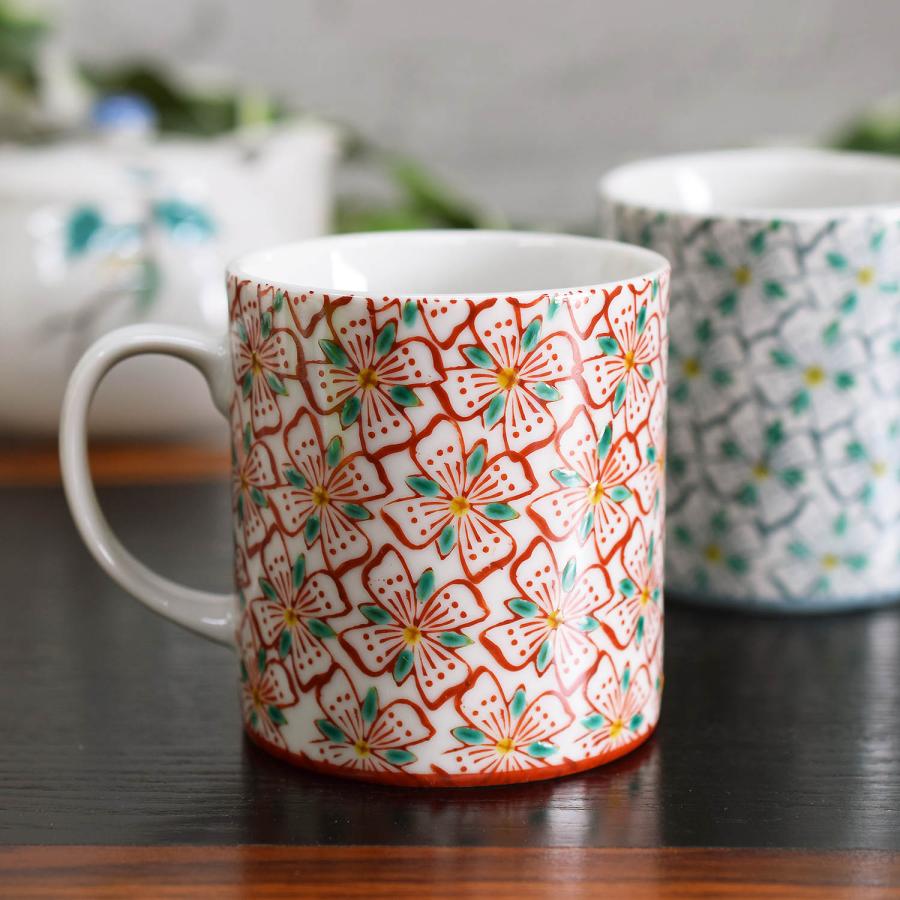 花紋 九谷焼 コーヒーペアカップ 九谷焼 ペア マグカップ 花紋 陶器 高級 ブランド 食器 日本製 : 和座