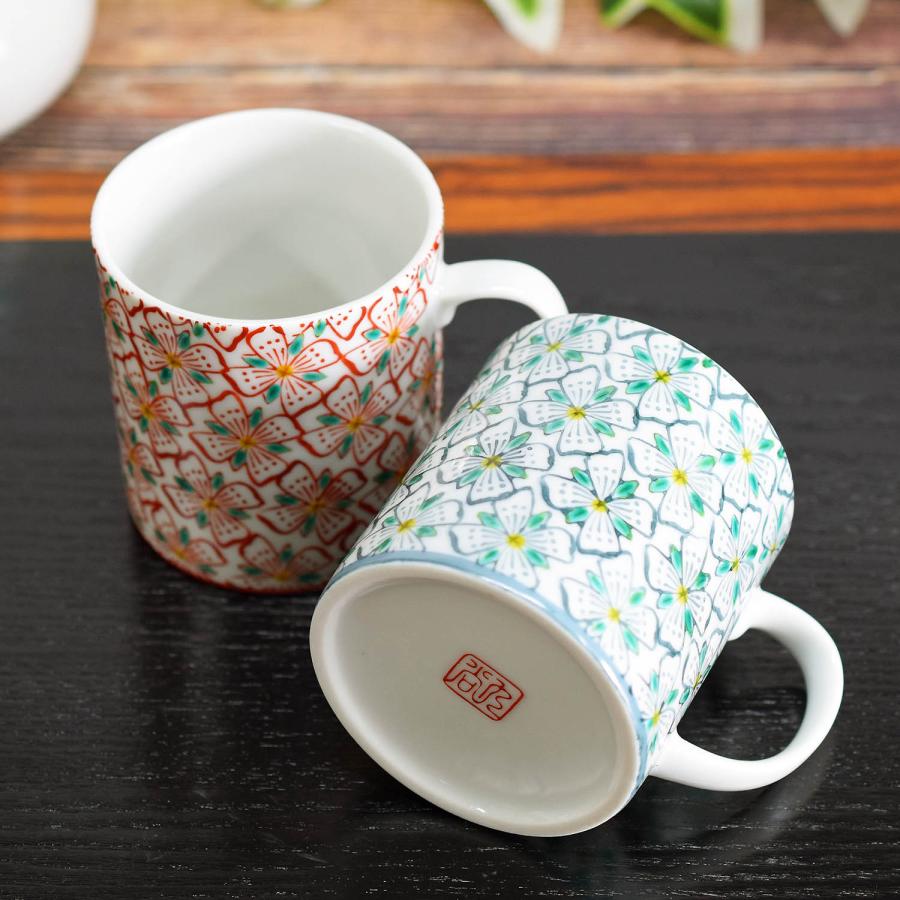 九谷焼 ペア マグカップ 花紋 陶器 高級 ブランド 食器 日本製 : 和座