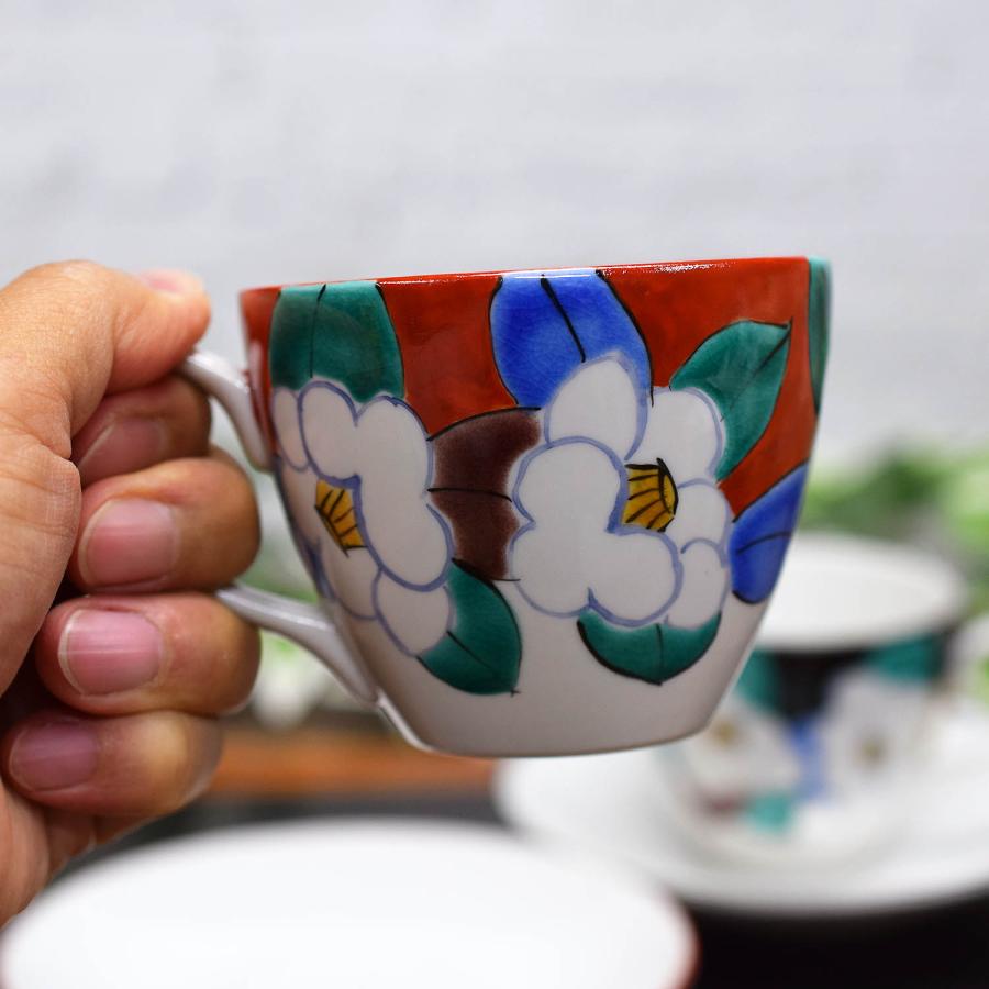 九谷焼 コーヒーカップ ペアセット 椿尽くし 高級 ブランド 食器 和柄
