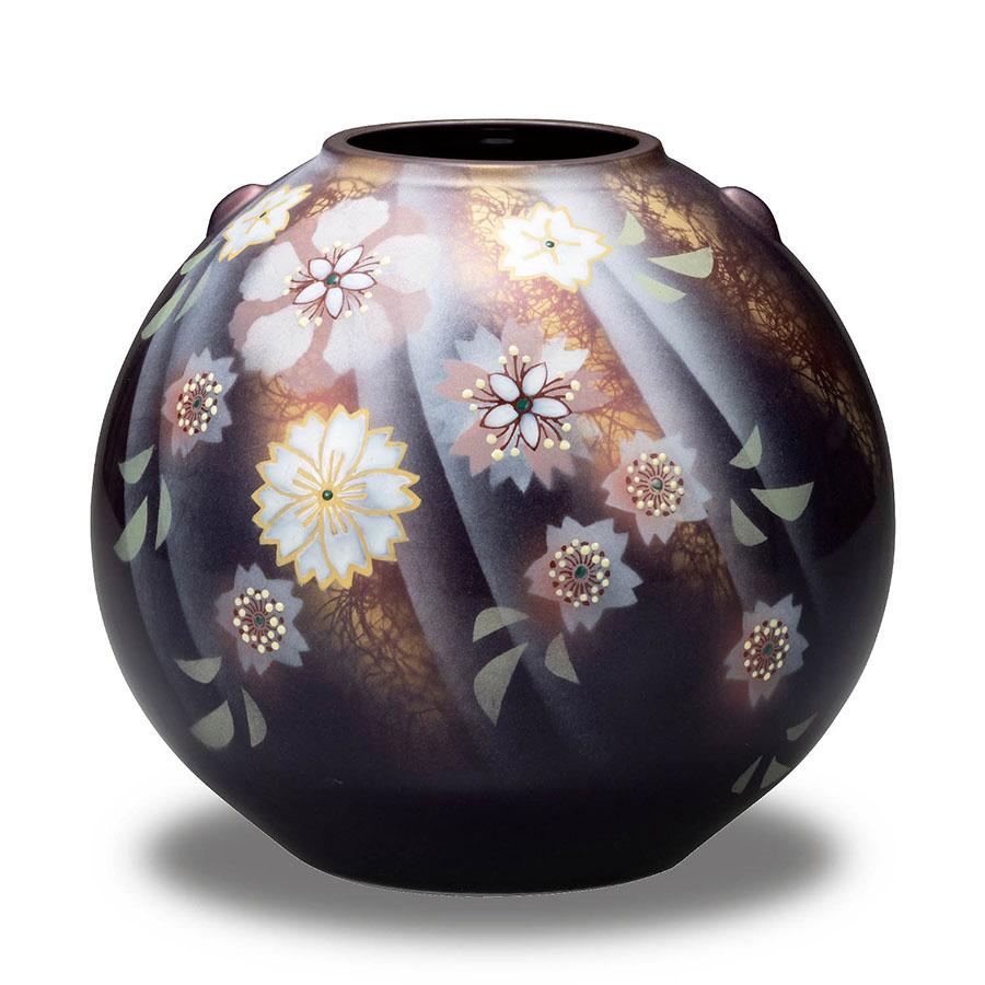 九谷焼 九谷連山 四耳金蘭手 大壺 大花瓶 陶器の装飾壺 花瓶 おしゃれ