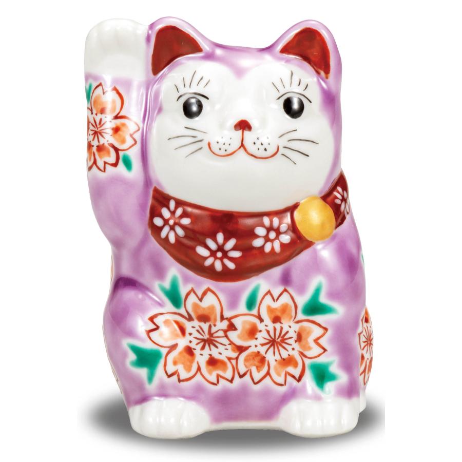 Amazon.co.jp: 和座の蔵 おしゃれ 開運 置物 九谷焼 右手 招き猫 花
