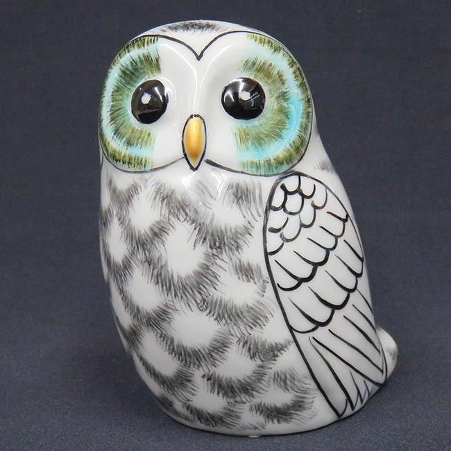 九谷焼 フクロウ 置物 陶器 ふくろう 白 風水 開運 縁起物 誕生日