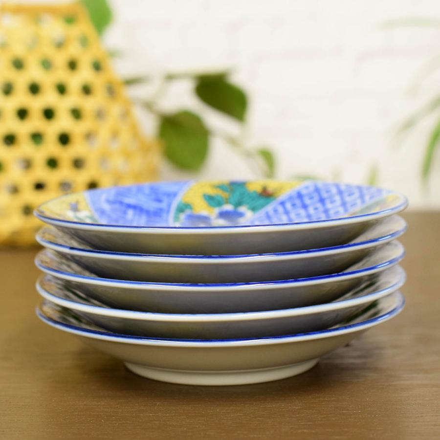 九谷焼　新品　5.5号皿揃　吉田屋松竹梅　中皿　5枚 九谷焼 お皿 セット おしゃれ 食器 中皿 5枚組 吉田屋松竹梅 陶器 和