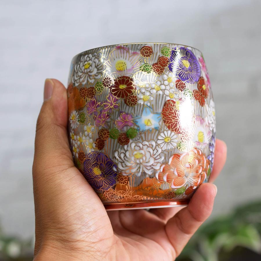 九谷焼 還暦祝い プレゼント ギフト 湯呑み 金花詰 70代 80代 60代 父