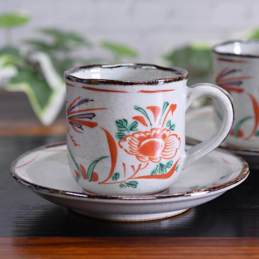 九谷焼 結婚祝い プレゼント 食器 ペア コーヒーカップ セット 赤絵