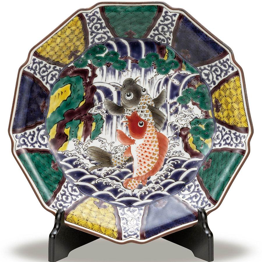 九谷焼 銀泉窯 飾り皿 鯉の滝登り 新築祝い 開店祝い 叙勲祝い