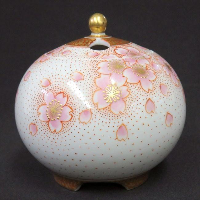 九谷焼 おしゃれ 3号 香炉 金襴手桜 陶器 インテリア 高級 置物 伝統
