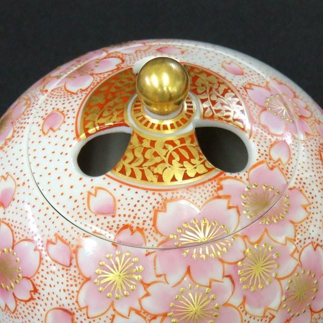 九谷焼 おしゃれ 3号 香炉 金襴手桜 陶器 インテリア 高級 置物 伝統