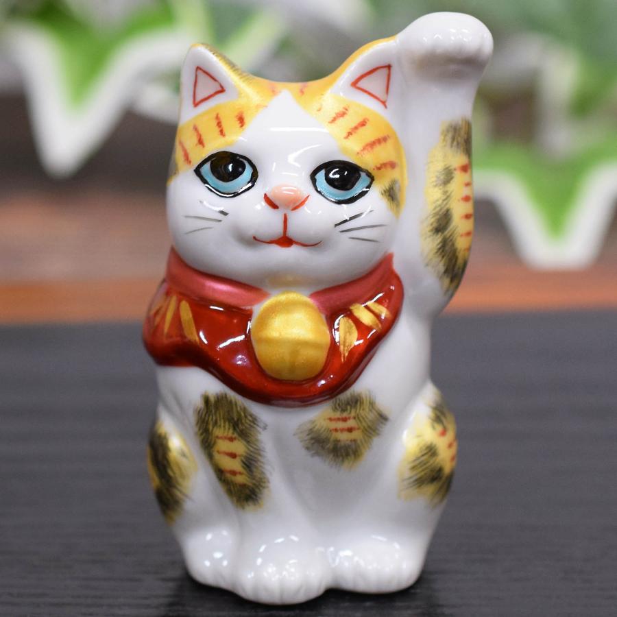 招き猫 置物 風水 九谷焼 左手 招き猫 金三毛 開店祝い 新築祝い プレゼント ギフト_2