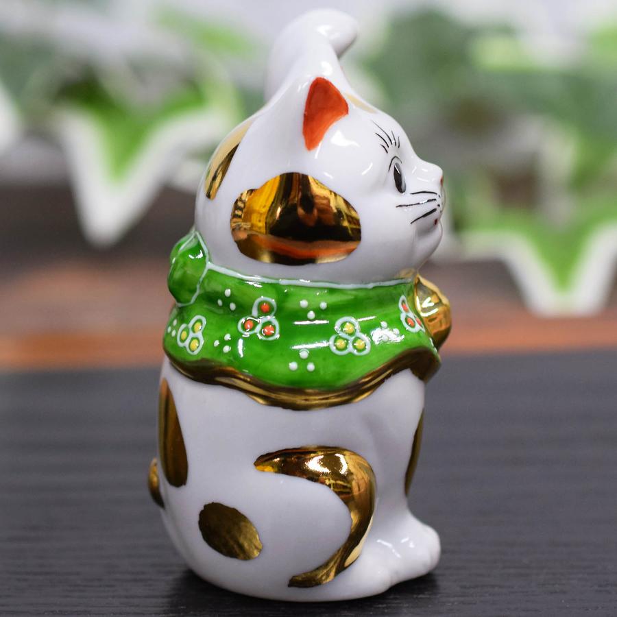 美術品 陶器製 九谷燒 招き猫　置物 九谷焼 開運 招き猫 置物 開運 右手 小判乗り招き猫 : 和座倶楽部