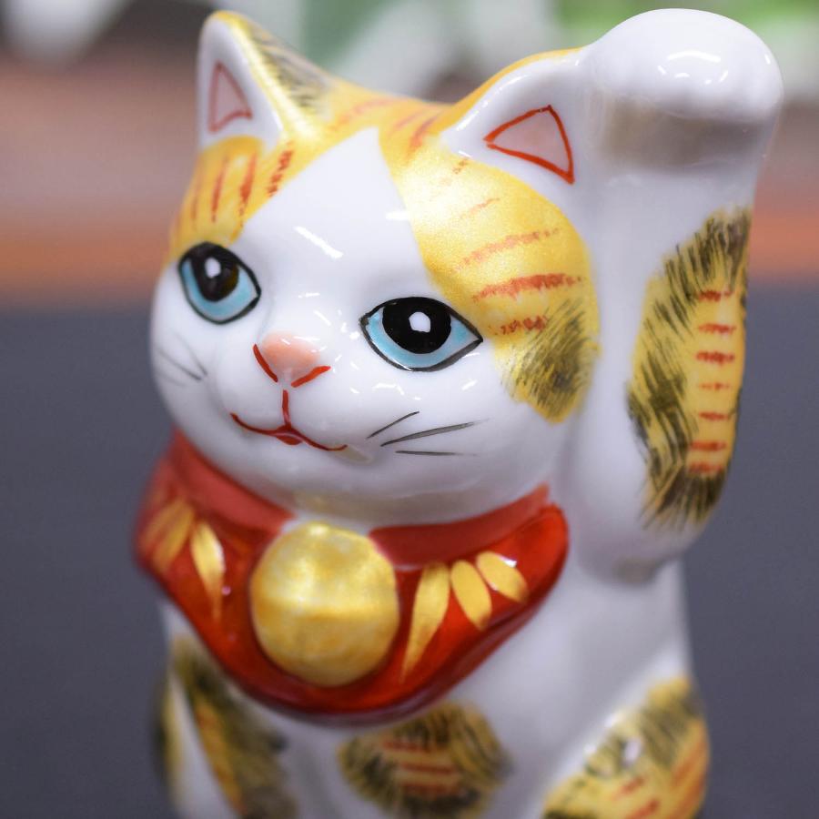 九谷焼 招き猫 置物 風水 左手 招き猫 金彩三毛 開店祝い 新築祝い
