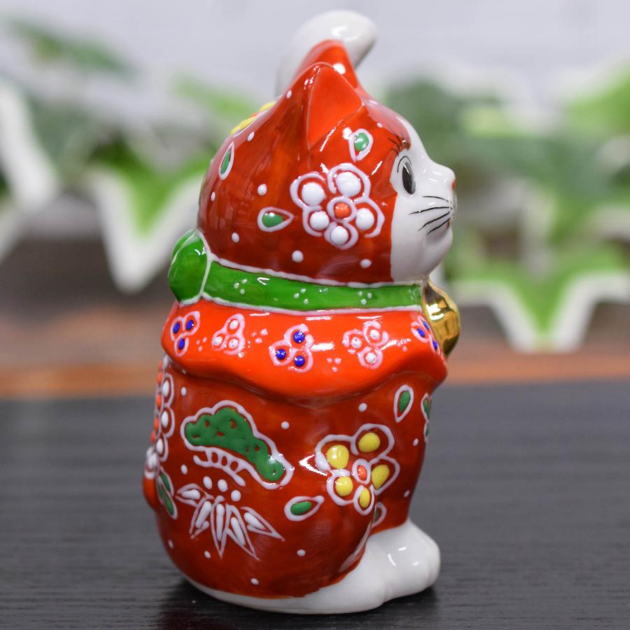 九谷焼 招き猫 置物 風水 左手 招き猫 赤盛 開店祝い 新築祝い