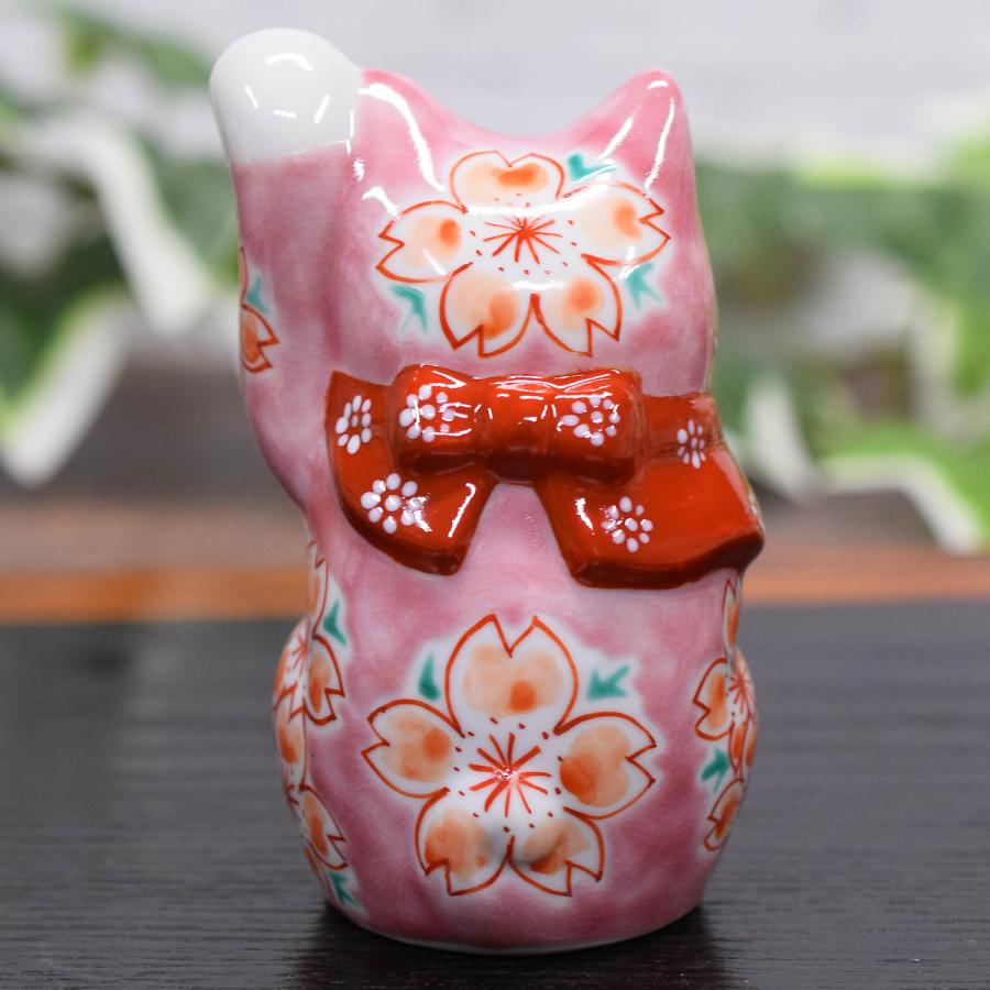九谷焼 招き猫 4号 ブラック＆グリーン 釉桜2点セット 新品 箱付き