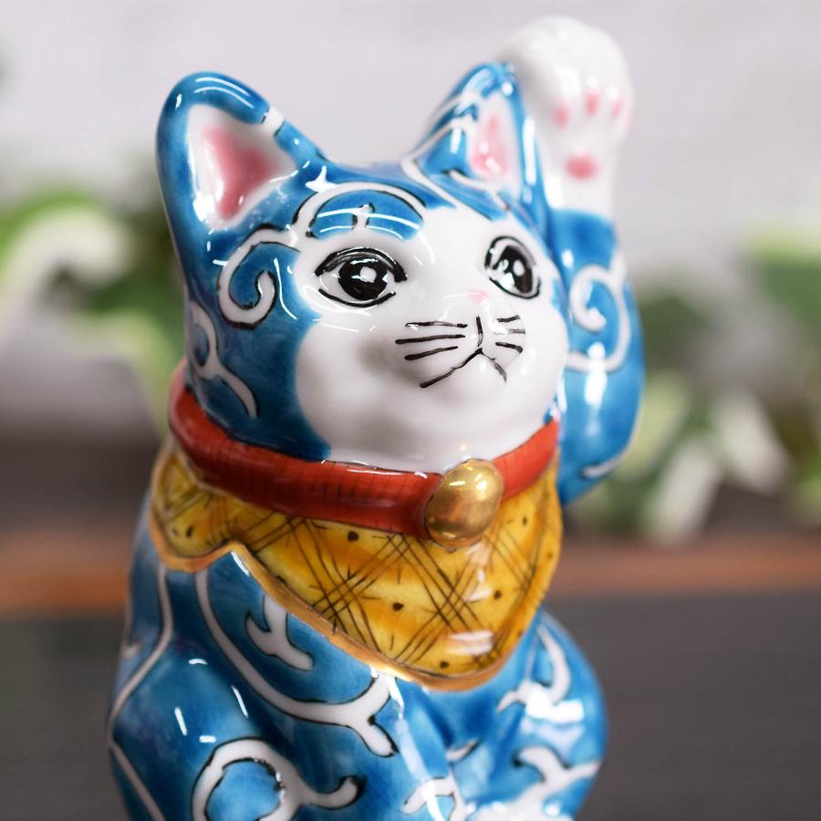 古九谷焼 色絵金彩 招き猫 陶器 開運招来 風水 縁起物 【送料無料