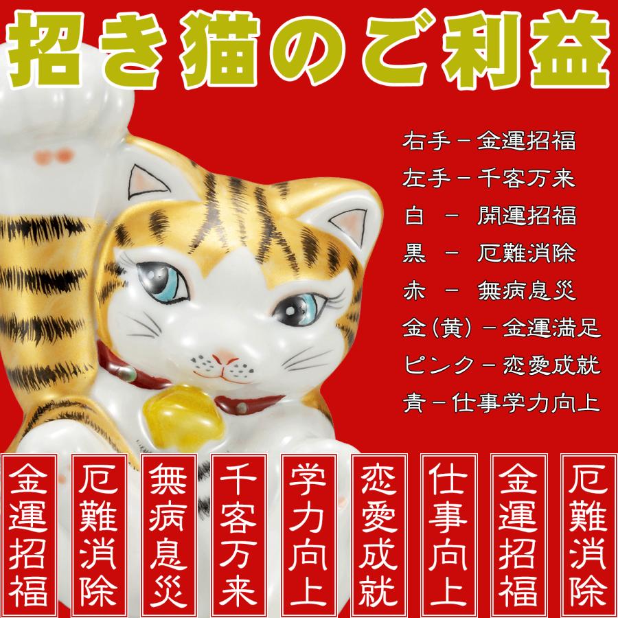 新品未使用✨招き猫 九谷焼き 友山窯 陶器製 置物 右手金運 花むらさき 箱付き 九谷焼 開運 右手 招き猫 置物 横座り招き猫 黒盛花と蝶 開店祝い