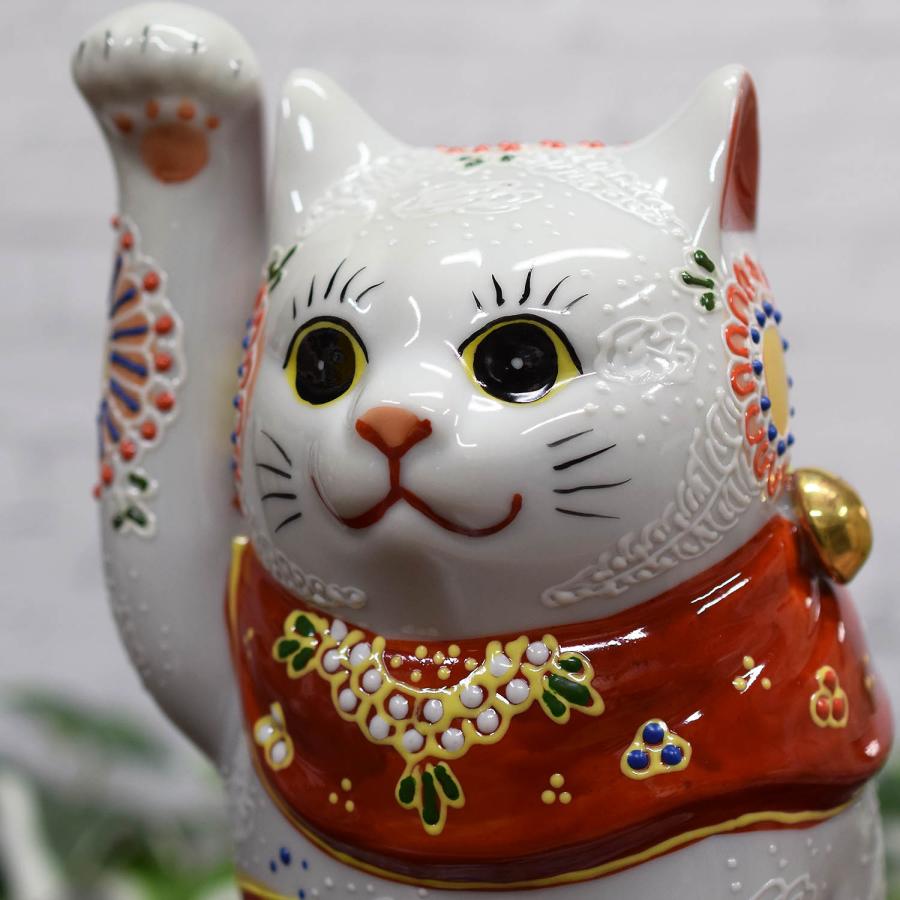 九谷焼 開運 招き猫 置物 7号 右手招き猫 祝鯛 座布団付き 開店祝い