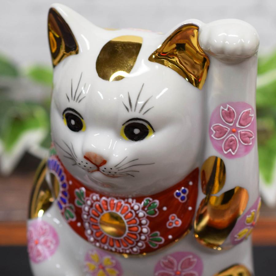 九谷焼 開店祝い プレゼント 招き猫 置物 7号 左手招き猫 金ブチ盛