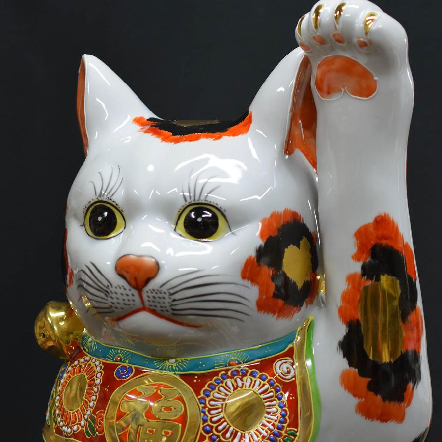九谷焼 大きい 招き猫 置物 15号 超特大 左手招き猫 金三毛 錦 九谷焼 大きい 招き猫 置物 15号 超特大 左手招き猫 金三毛 錦