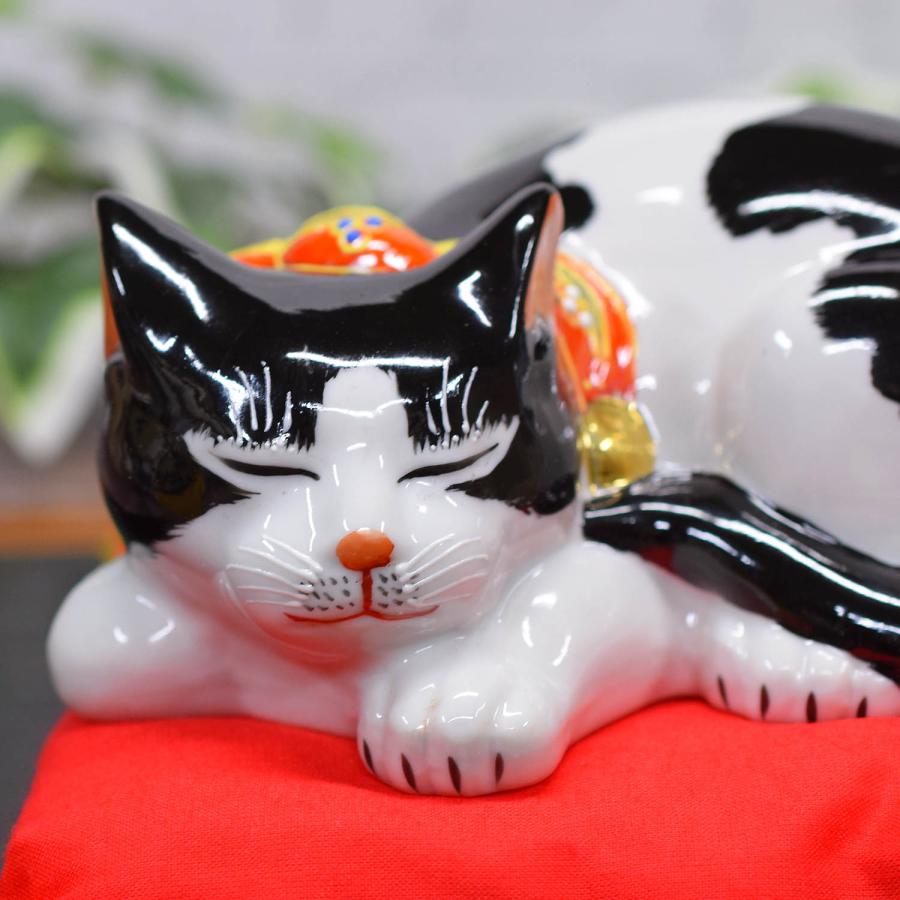 九谷焼 招き猫 置物 風水 眠り猫 白黒くん : 和座倶楽部 - 通販