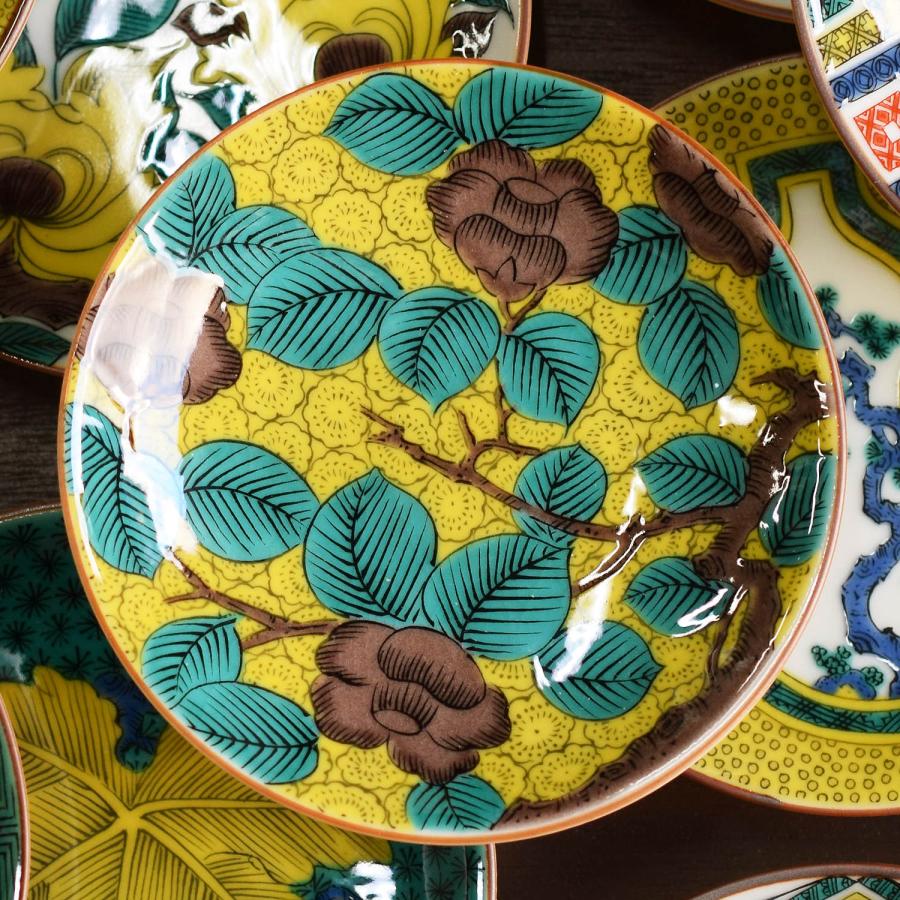 1580 九谷焼　古九谷　椿の図　皿6客　時代物 九谷焼 お皿 おしゃれ 名品 豆皿 古九谷青手椿図 陶器 小皿 取り皿 和