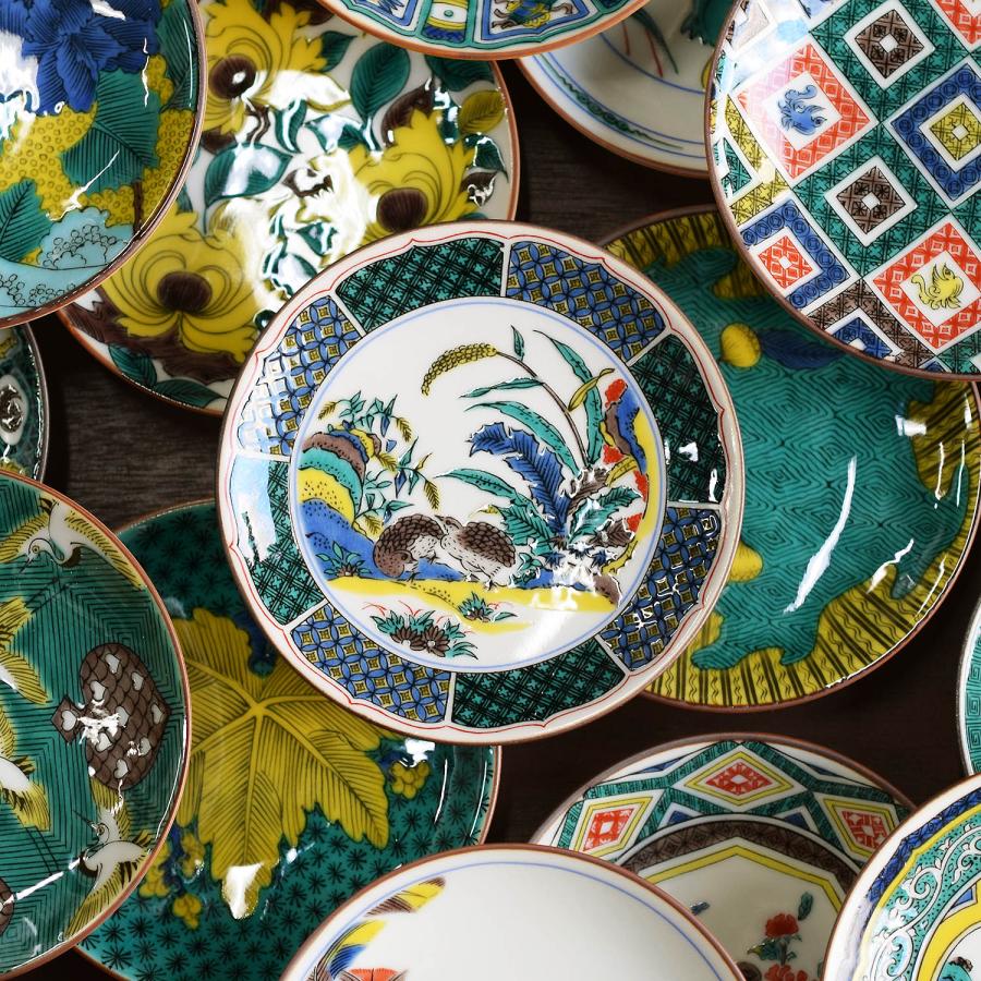 九谷焼 お皿 おしゃれ 名品 豆皿 古九谷色絵鶉草花図 陶器 小皿 取り皿