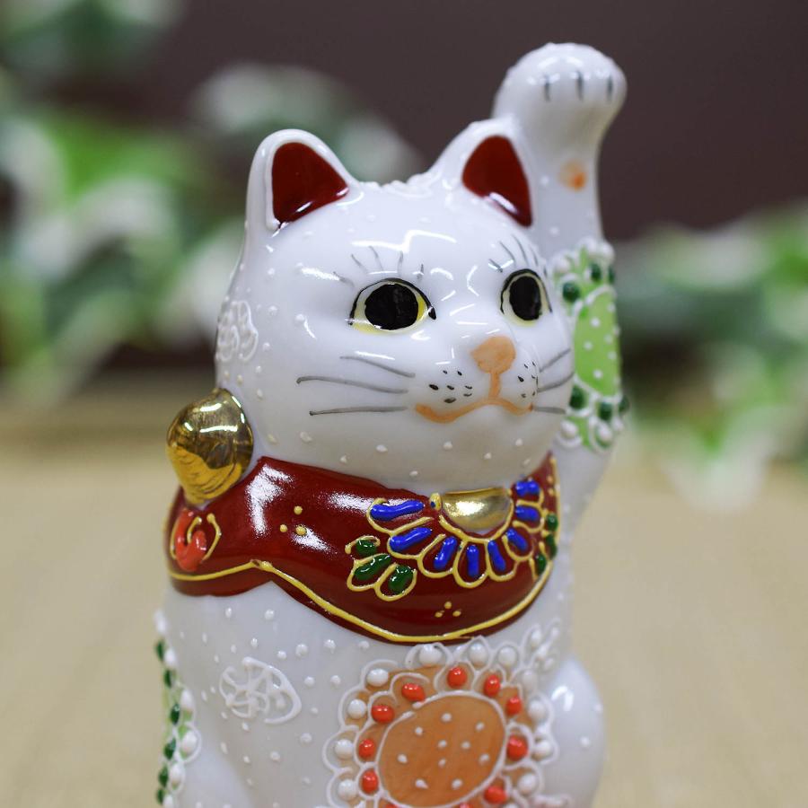 九谷焼 招き猫 置物 陶器 右手 左手 白盛 開運 商売繁盛 座布団 九谷焼 招き猫 置物 陶器 右手 左手 白盛 開運 商売繁盛 座布団