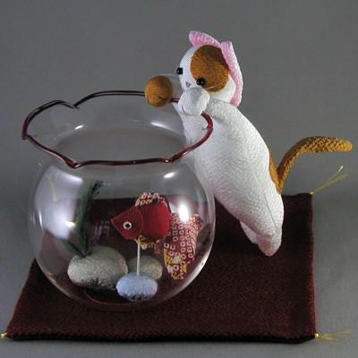 ちりめん遊び 猫と金魚鉢 Natuk2304 和雑貨風屋 通販 Yahoo ショッピング