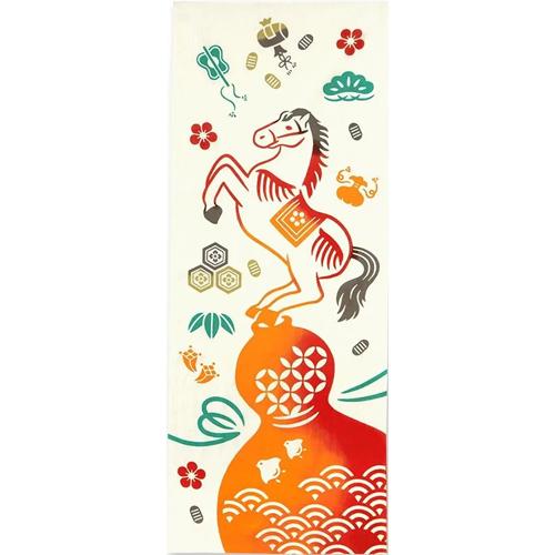 瓢箪から駒 3枚までスマートレターで送料210円 お正月 午年 手ぬぐい