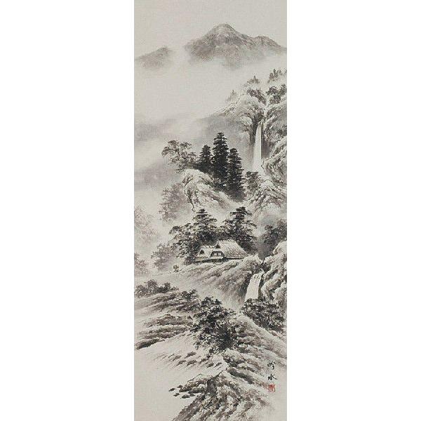 掛け軸専門店 掛軸 通販 水墨山水（奥田 吟水） 年中掛け 山水画 水墨画 全国送料無料｜wazakkahonpo｜02