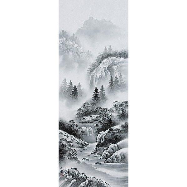 掛軸 水墨山水 白雲 掛軸 水墨山水 白雲