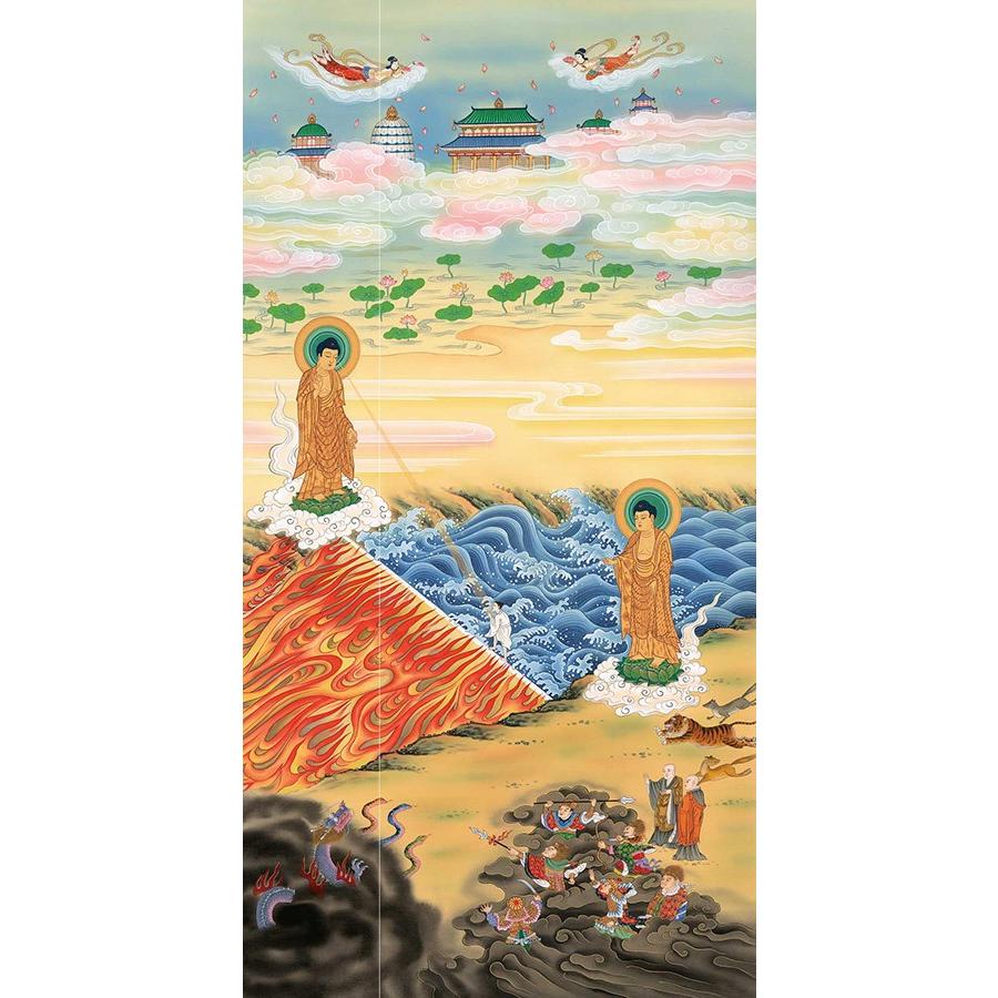 【掛軸】森義兼「四神相応山水図」共箱 太巻 二重箱仕立て 掛軸】森義兼「四神相応山水図」共箱 太巻 二重箱仕立て