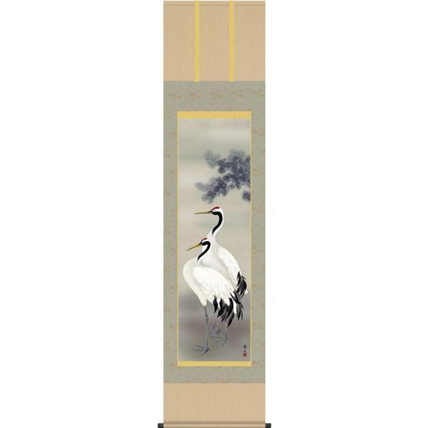掛け軸 鶴亀双幅 鈴村 秀山 ＊受注後生産商品です 掛け軸用品3点