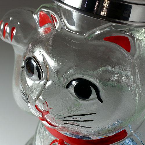 廣田硝子 廣田硝子 招き猫 菓子ビン 大 レトロ感ある懐かしの