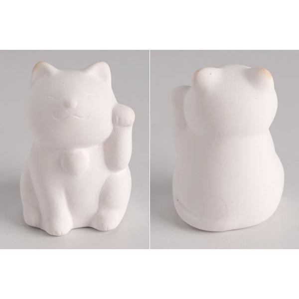 おえかき招き猫（ぬりえ用白）左手上げ 工作用陶器シリーズ : 和雑貨の