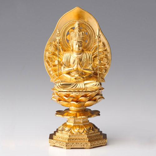 仏像・八体仏 高岡鋳物 千手観音菩薩（金箔） 15cm (BZ-001-AGH