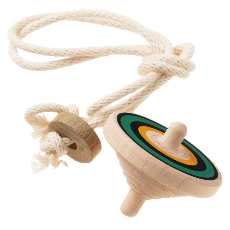 ラクコマII（小）グリーン 投げ独楽 直径5.8cm 子供や初心者でも