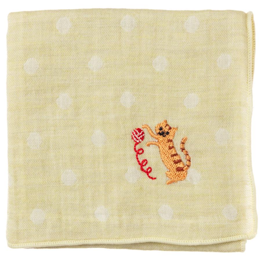 にゃんこハンカチ とら猫 ドット 刺繍入りガーゼハンカチ スーベニール 和雑貨のお店 和敬静寂 通販 Yahoo ショッピング