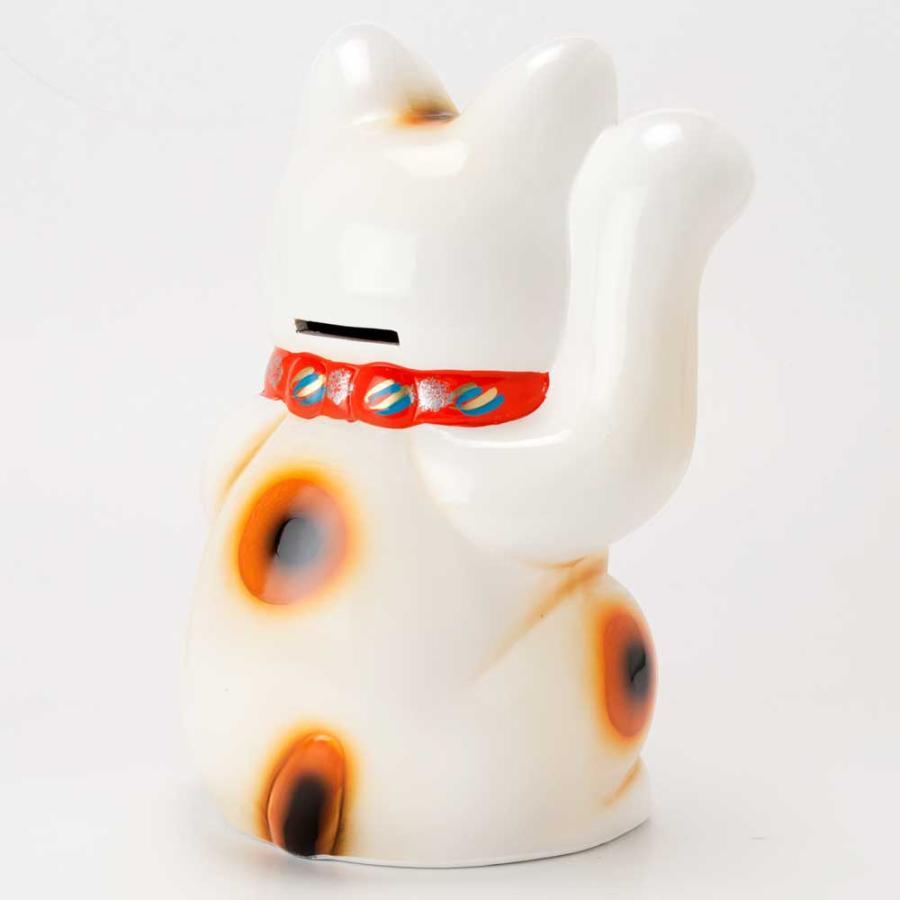 常滑焼　招き猫　7号小判白猫貯金箱　右手上げ (143-59-86)　愛知県の工芸品　Tokoname-yaki Lucky cat_2