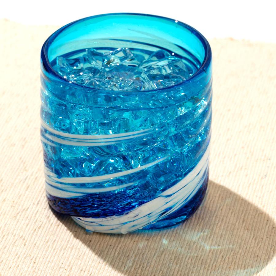 源河源吉 琉球ガラス 荒波シリーズ コバルトロックグラス 260ml 源河源吉 琉球ガラス 荒波シリーズ コバルトロックグラス 260ml