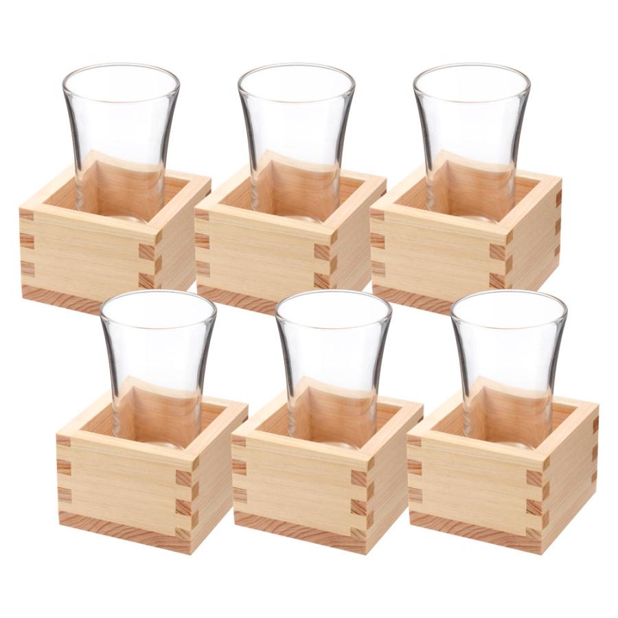 店舗様向け 日本酒枡酒140ml 6組セット 冷酒グラス90ml＋五勺枡 もっ