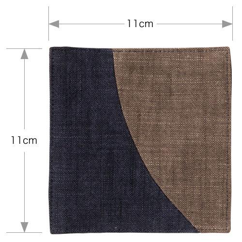 百道発信　月華コースター　こげ茶 (IKI-1389)　リバーシブル　福岡県の布製品　Fabric coaster, Fukuoka craft｜wazakkawakei｜02