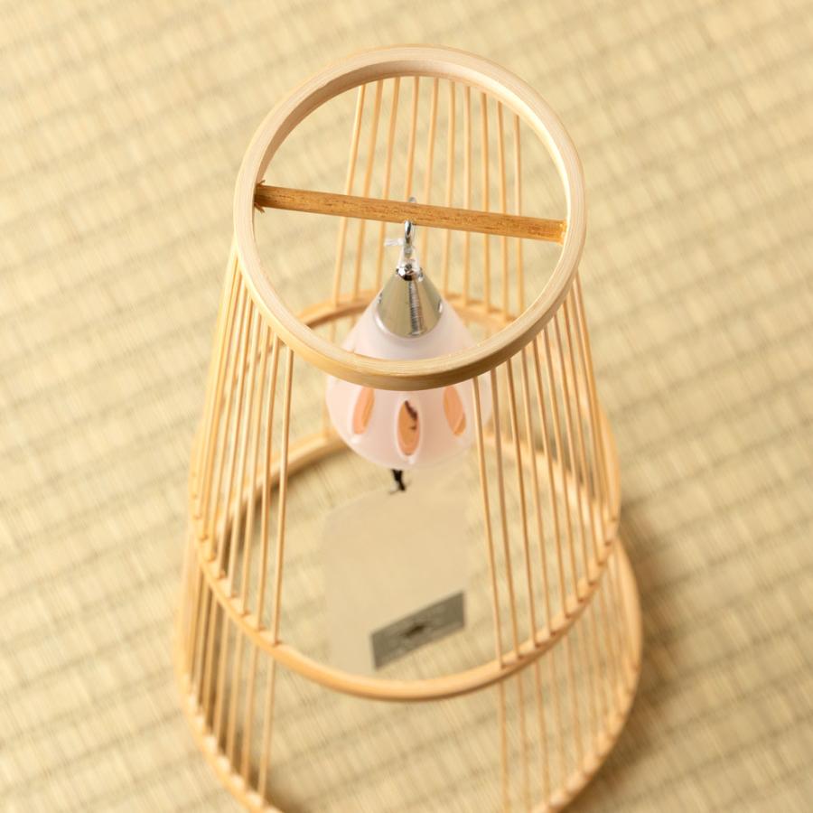 駿河竹千筋細工×東京ベル 置き風鈴（ピンクゴールド・ショート） 消音機能付き竹細工の置き風鈴 Wind chimeの画像