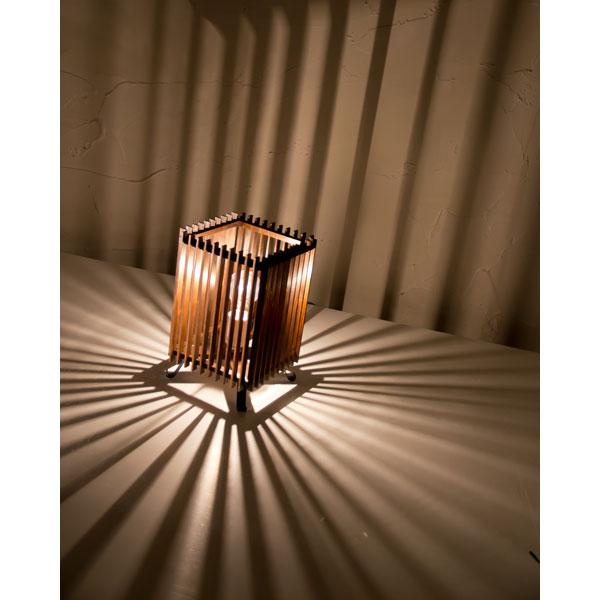 和風スタンドライト　行灯　廉（小） ren-S　高さ26cm　民芸塗り仕上げ　杉材と鉄の照明器具　LED電球対応_2
