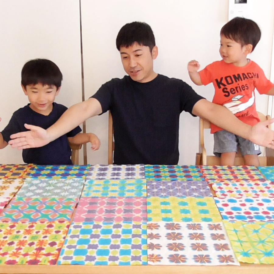 おりぞめプチセット　折り染め　大人も子供も楽しめる和紙の染めものキット　染料3色・和紙50枚入り　Japanese paper dye set｜wazakkawakei｜09