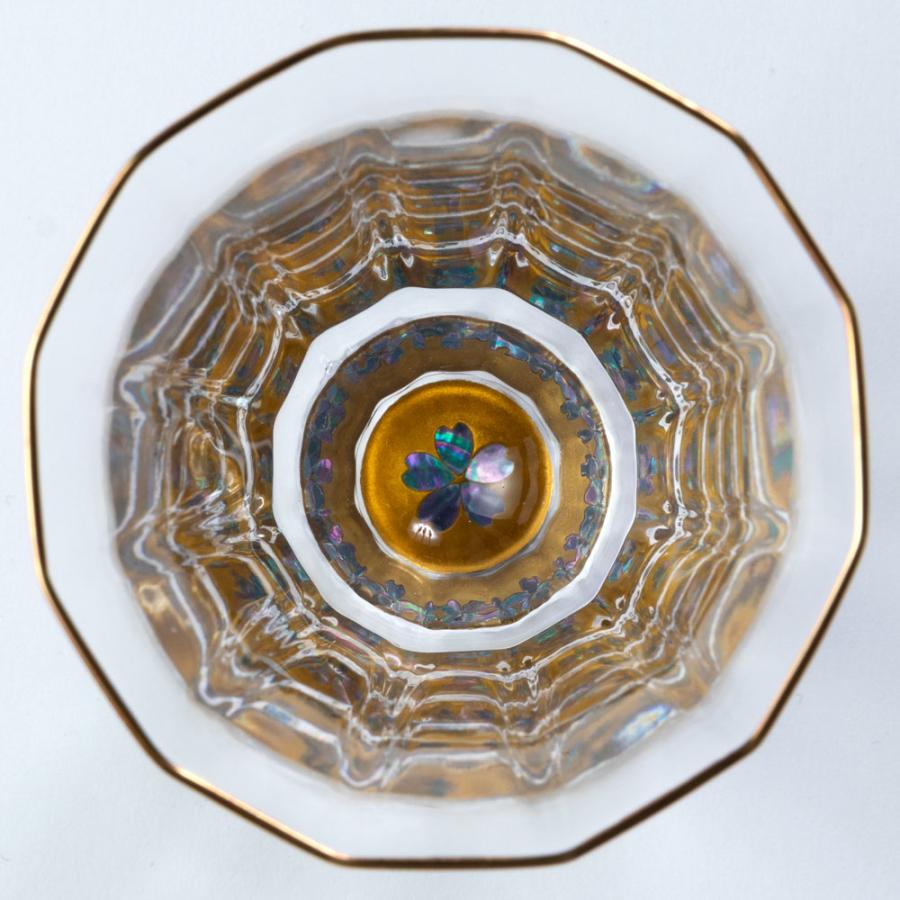 五輪公式ライセンス 伝統工芸品コレクション 富山 高岡銅器 乾杯グラス 高岡漆器 螺鈿硝子 万華鏡 金杯 桜・ゴールド 60ml 日本酒 漆塗り